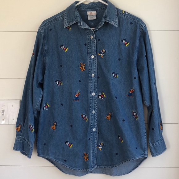 Vintage Disney Mickey Minnie mouse chambray shirt - Picture 1 of 5